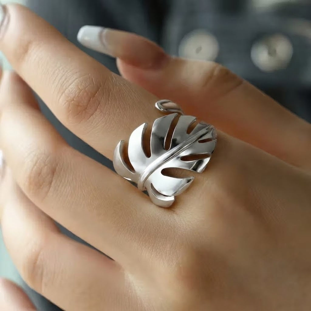 Monstera Leaf Statement Ring