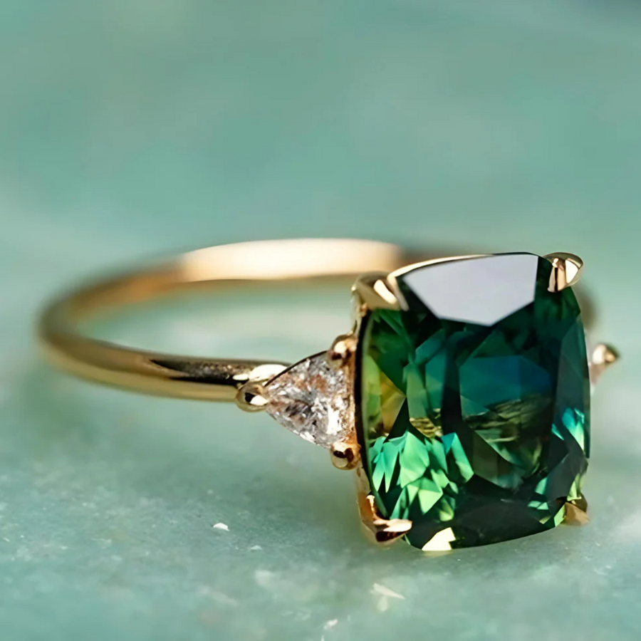 Carol™ Green Zirconia Ring in Gold