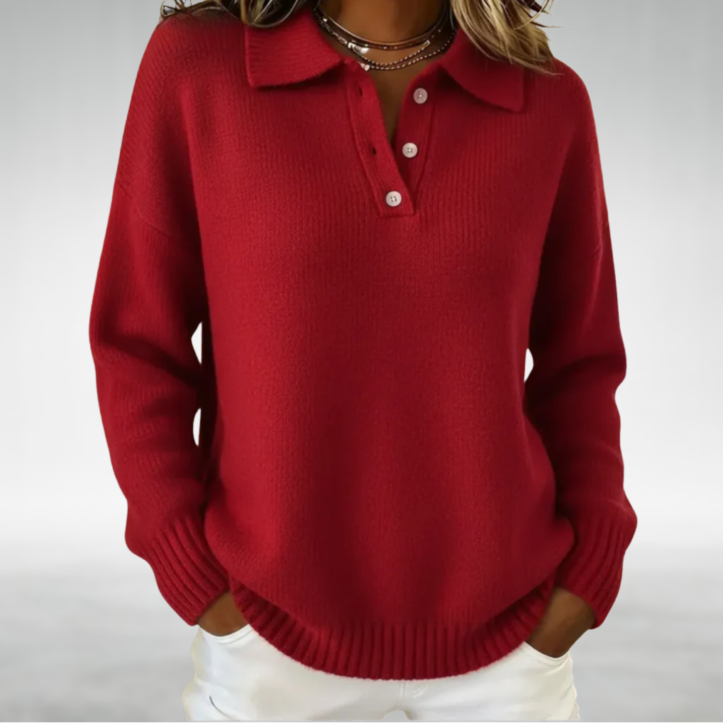 Margaret™ Cozy Knit Polo Sweater