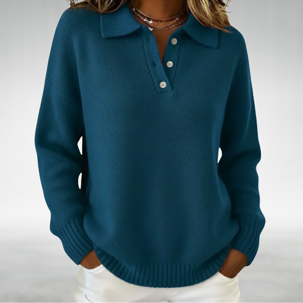 Margaret™ Cozy Knit Polo Sweater
