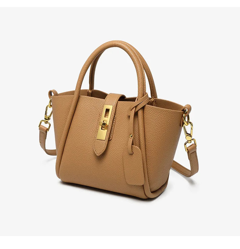 Elegant Genuine Leather Top Handle Handbag