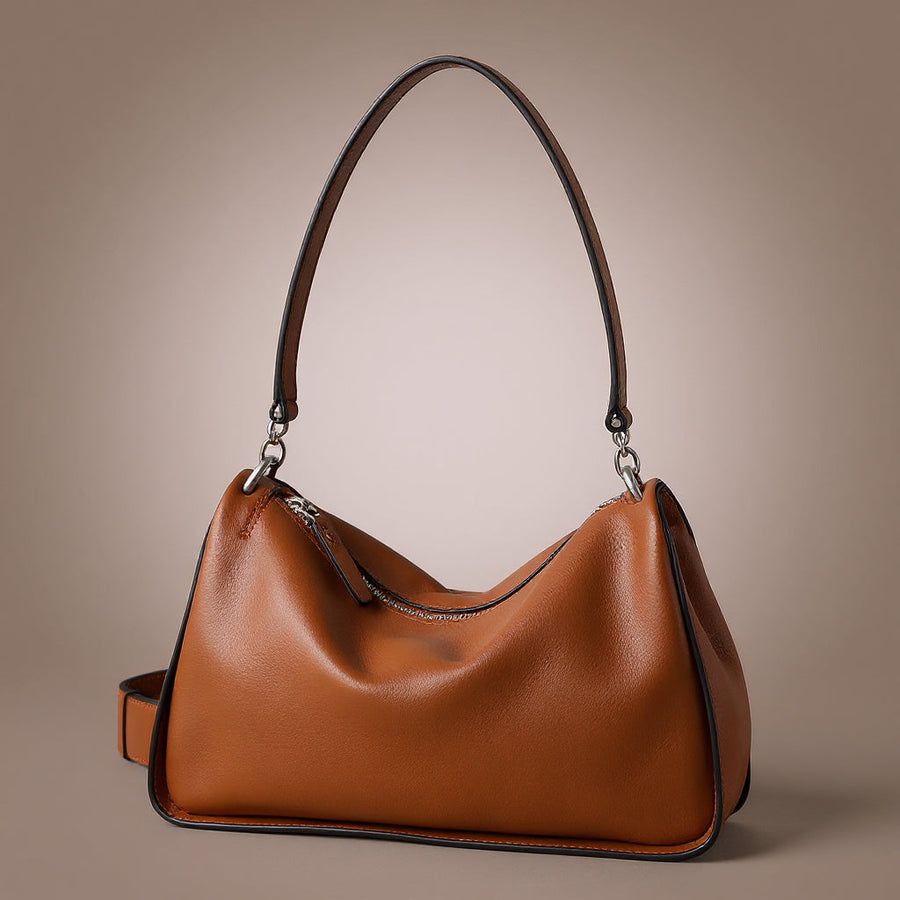 Italian Calfskin Leather Hobo Shoulder Bag