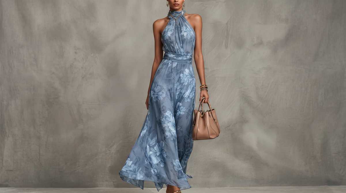 Floral Halter Maxi Dress  | Elegant Boho Summer Style