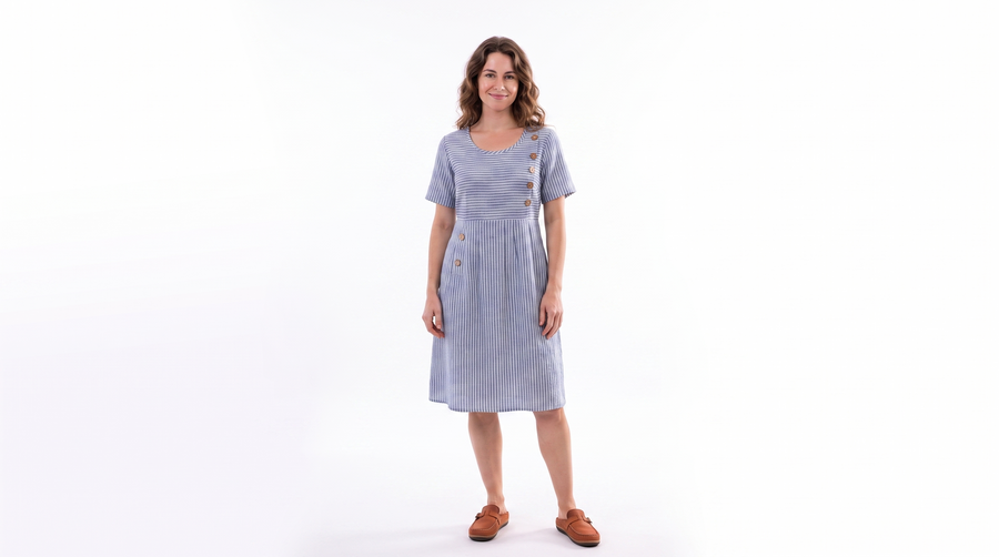 The Amelia Striped Button Dress