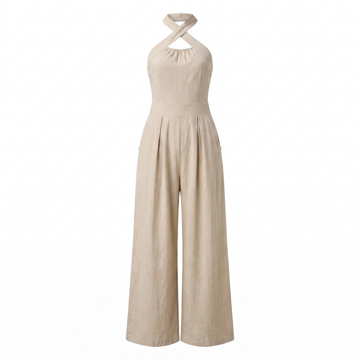 Elegant Wide-Leg Halter Jumpsuit