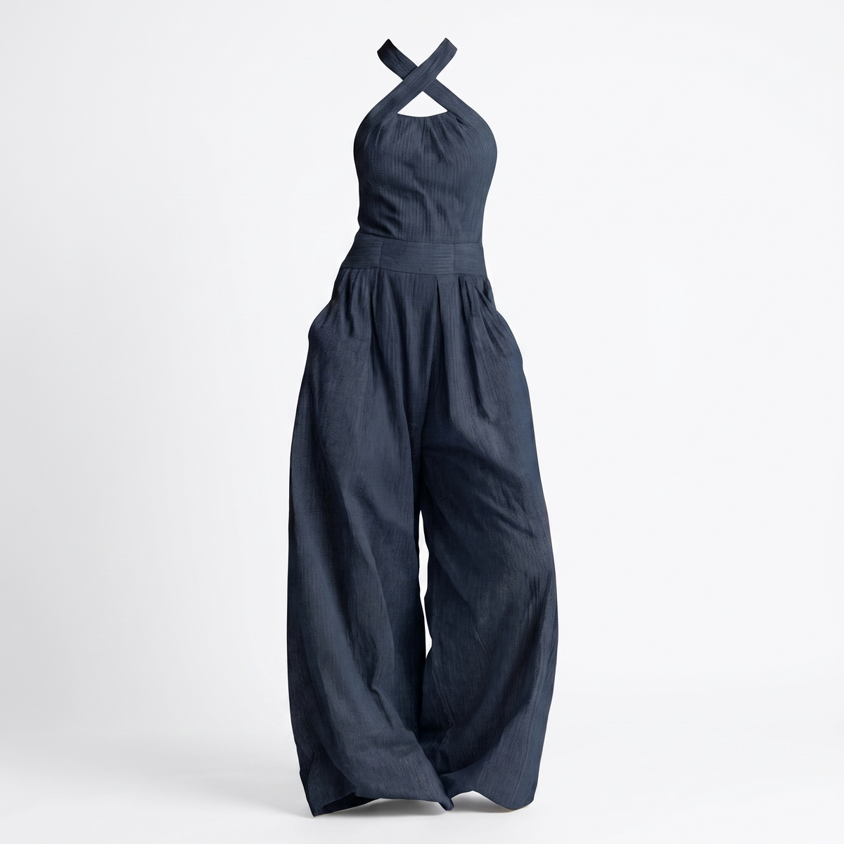 Elegant Wide-Leg Halter Jumpsuit