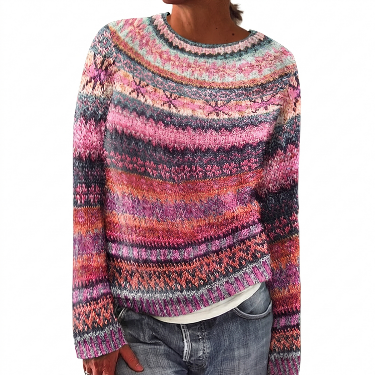 Vintage Nordic Pattern Knit Sweater