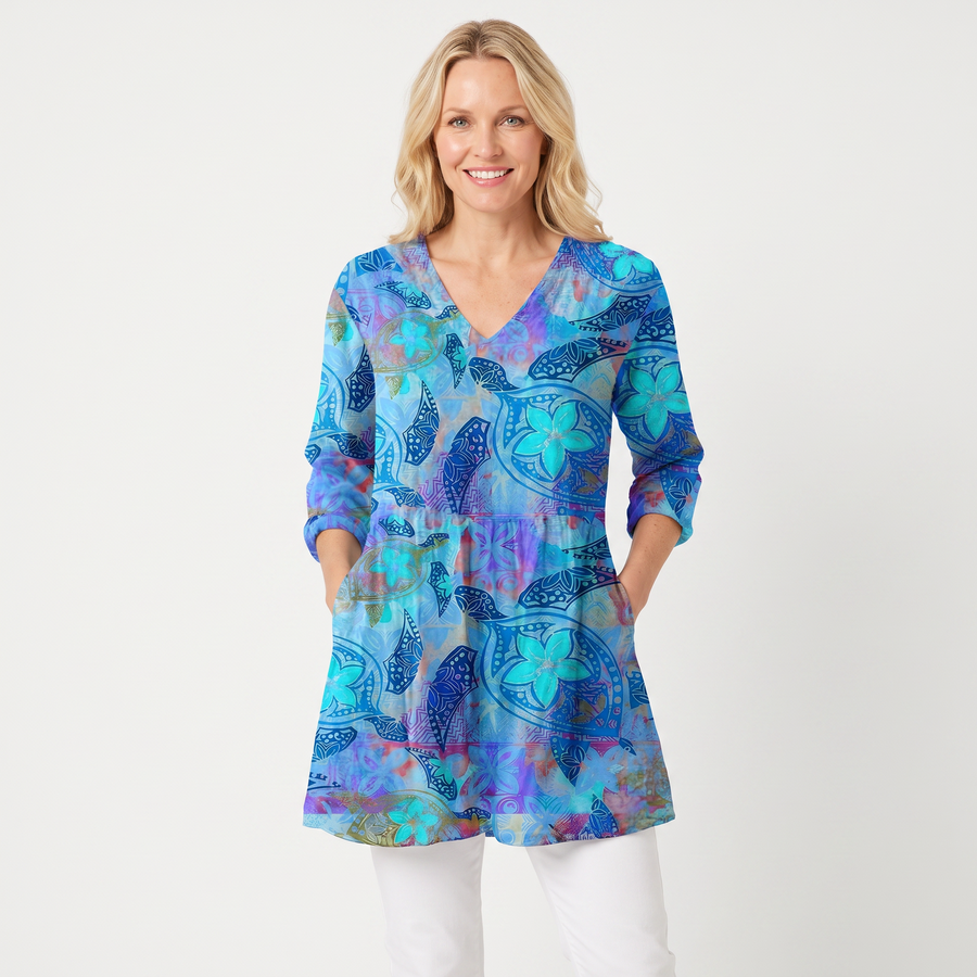 Colorful Boho Print Long Blouse