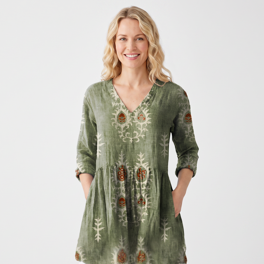 Eliana™ Floral V-Neck Long Blouse