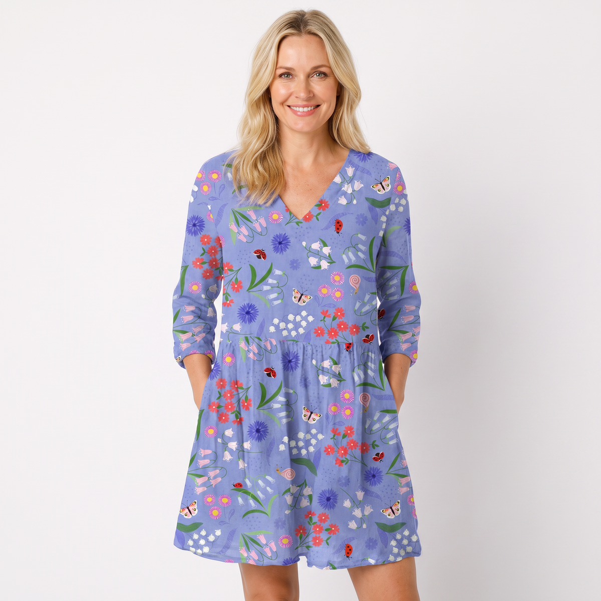 Josie™ Floral V-Neck Long Blouse