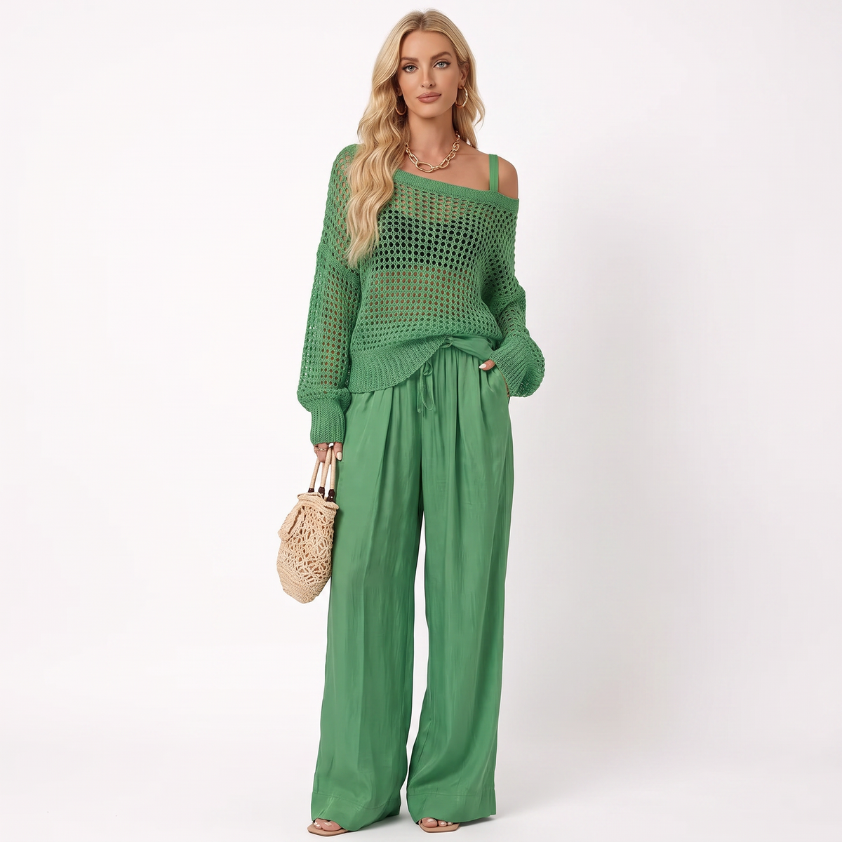Clarity Off-Shoulder Wide-Leg Set