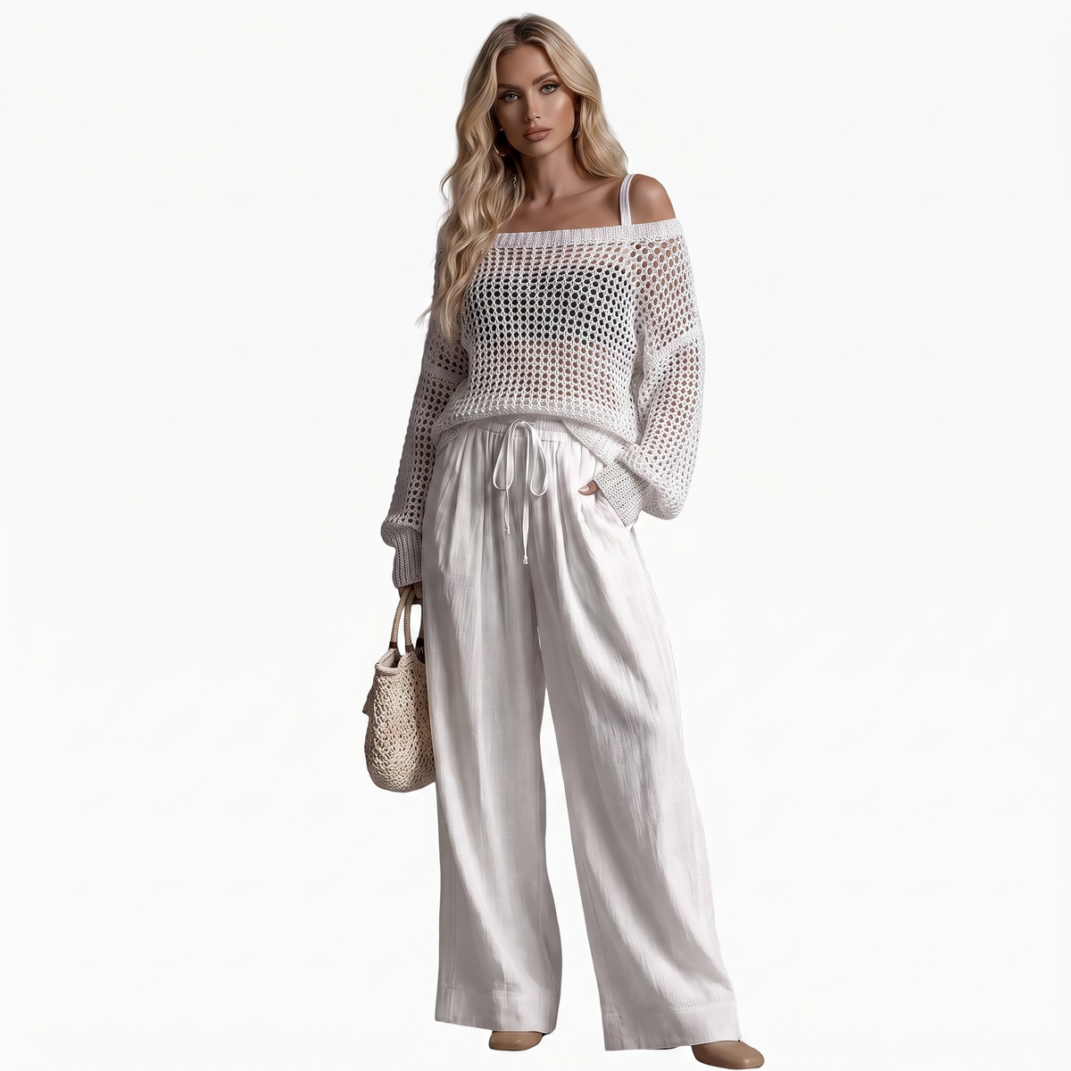 Clarity Off-Shoulder Wide-Leg Set
