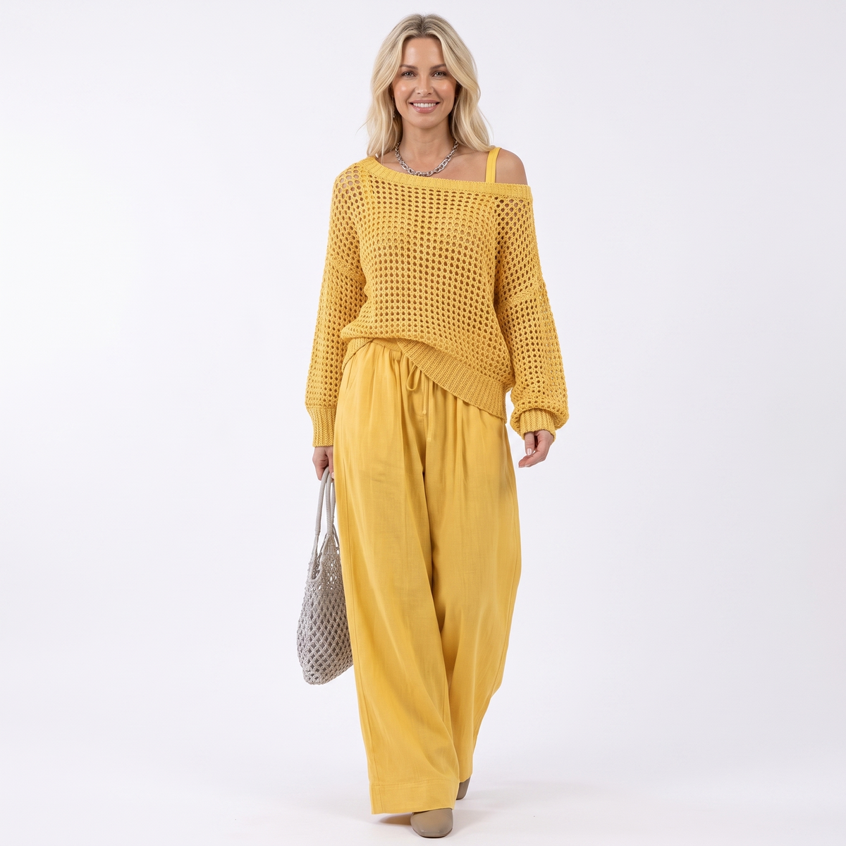 Clarity Off-Shoulder Wide-Leg Set