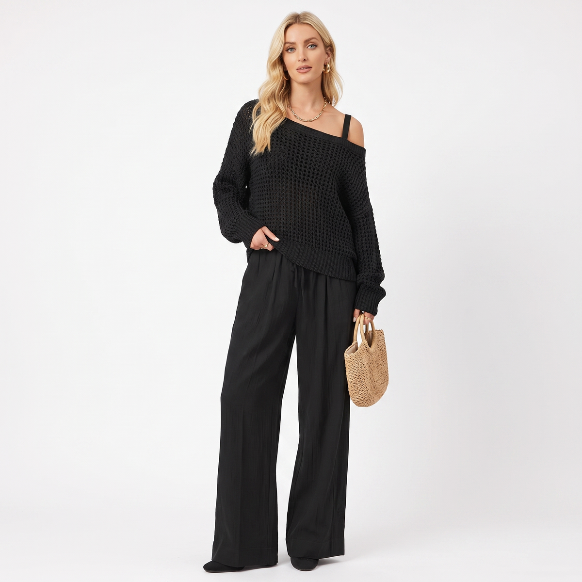 Clarity Off-Shoulder Wide-Leg Set