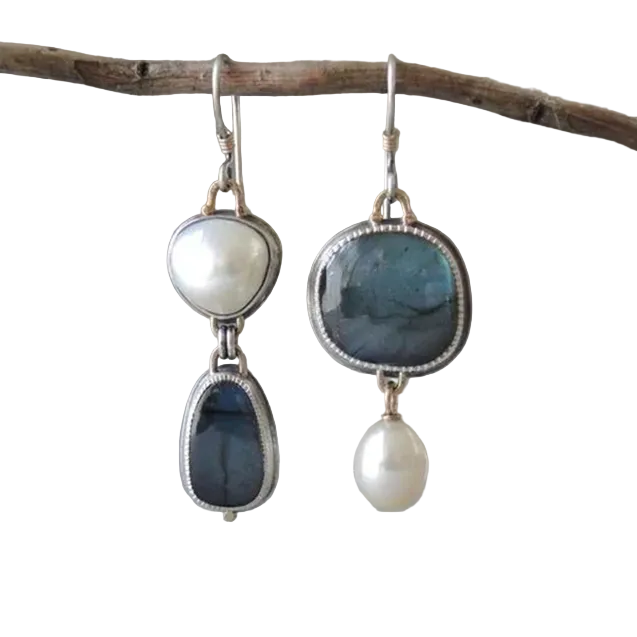 Rosa™ Vintage Blue Natural Earrings