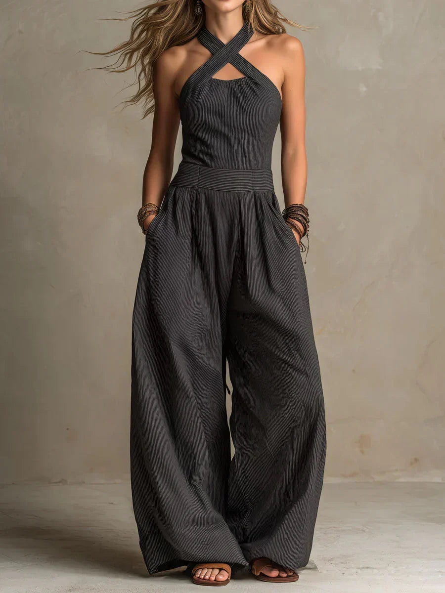 Elegant Wide-Leg Halter Jumpsuit