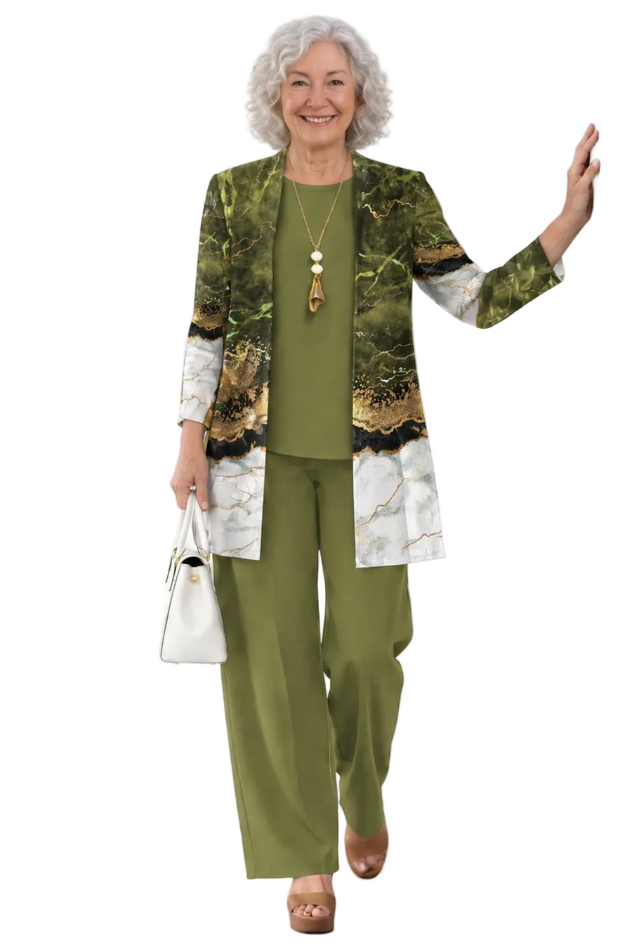 Elegant Olive Green 3-Piece Women’s Set